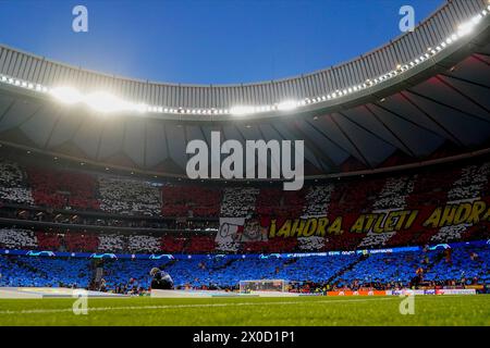 Madrid, Espagne. 10 avril 2024. Vue du stade Civitas Metropolitano lors du match de la Ligue des Champions de l'UEFA, quarts de finale, première manche, entre l'Atlético de Madrid et le Borussia Dortmund a joué au stade Civitas Metropolitano le 10 avril 2024 à Madrid en Espagne. (Photo de Bagu Blanco/PRESSINPHOTO) crédit : AGENCE SPORTIVE PRESSINPHOTO/Alamy Live News Banque D'Images