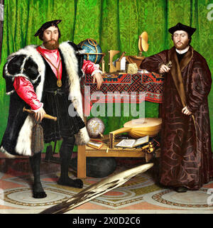 Les Ambassadeurs, 1533 (peinture) de l'artiste Holbein le jeune, Hans (14978-1543) allemand. Illustration de Vecteur