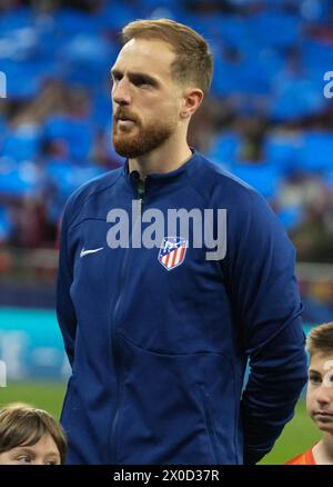 Madrid, Espagne. 10 avril 2024. Jan Oblak de l'Atlético Madrid lors de l'UEFA Champions League, quarts de finale, match de 1ère manche entre l'Atlético Madrid et le Borussia Dortmund le 10 avril 2024 au Metropolitano Stadium de Madrid, Espagne. Photo de Laurent Lairys/ABACAPRESS.COM crédit : Abaca Press/Alamy Live News Banque D'Images