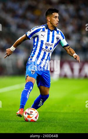 Guadalupe, Guadalupe, Mexique, Mexique. 10 avril 2024. 11 milieu de terrain Rayados, Maxi Meza descendant du flanc droit lors du match entre le CF Monterrey et l'Inter Miami dans le cadre du quart de finale étape 2 de 2 de la Coupe des Champions de la CONCACAF au BBVA Stadium le 10 avril 2024 à Guadalupe, Mexique. (Photo de Toby Tande/PxImages) (crédit image : © Torbjorn Tande/PX Imagens via ZUMA Press Wire) USAGE ÉDITORIAL SEULEMENT! Non destiné à UN USAGE commercial ! Banque D'Images