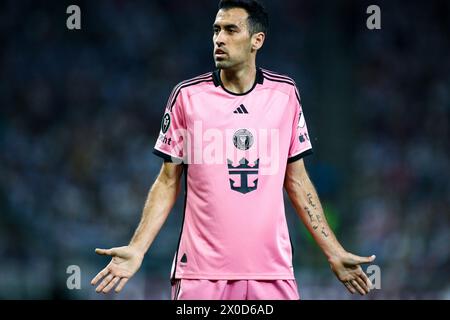 Guadalupe, Guadalupe, Mexique, Mexique. 10 avril 2024. 5 milieu de terrain de l'Inter Miami, Sergio Busquets réagit lors du match entre le CF Monterrey et l'Inter Miami dans le cadre du quart de finale de la deuxième étape de 2 de la Coupe des Champions de la CONCACAF au BBVA Stadium le 10 avril 2024 à Guadalupe, au Mexique. (Photo de Toby Tande/PxImages) (crédit image : © Torbjorn Tande/PX Imagens via ZUMA Press Wire) USAGE ÉDITORIAL SEULEMENT! Non destiné à UN USAGE commercial ! Banque D'Images