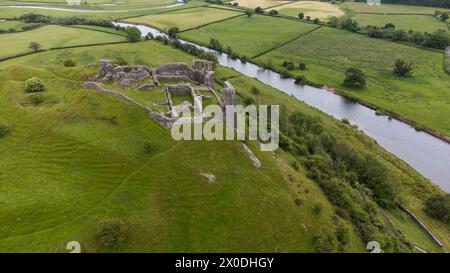 Vue aérienne de Castell Dryslwyn, château de Dryslwyn, château gallois, près de Llandeilo, Carmarthenshire, pays de Galles, Royaume-Uni Banque D'Images