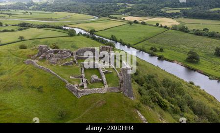 Vue aérienne de Castell Dryslwyn, château de Dryslwyn, château gallois, près de Llandeilo, Carmarthenshire, pays de Galles, Royaume-Uni Banque D'Images