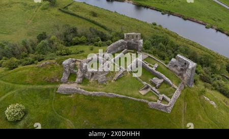 Vue aérienne de Castell Dryslwyn, château de Dryslwyn, château gallois, près de Llandeilo, Carmarthenshire, pays de Galles, Royaume-Uni Banque D'Images