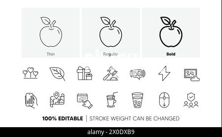 Marteau d'enchères, application d'analyse et icônes de ligne de clic d'événement. Pour l'application Web, impression. Icônes de ligne. Vecteur Illustration de Vecteur