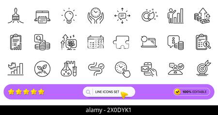 Calendrier, rapport comptable et icônes de ligne de digestion pour l'application Web. Icône de pictogramme. Icônes de ligne. Vecteur Illustration de Vecteur