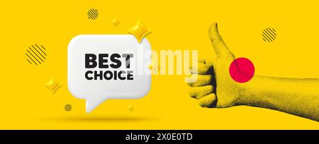 Étiquette Best Choice. Affiche d'offre spéciale. Main montrant le pouce vers le haut comme. Vecteur Illustration de Vecteur