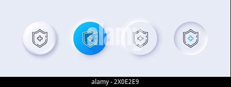 Icône de ligne de protection de médicament. Panneau de protection médicale. Icônes de ligne. Vecteur Illustration de Vecteur