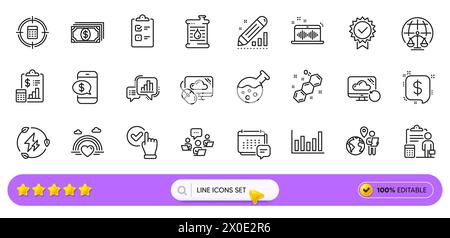 Icônes de case à cocher, de paiement et de ligne d'électricité verte pour l'application Web. Icône de pictogramme. Icônes de ligne. Vecteur Illustration de Vecteur