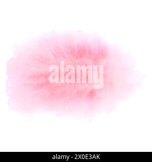 Tache d'aquarelle rose abstraite isolée sur fond blanc. Illustration dessinée à la main de blot pour votre conception, logo, emblème, bannière, texte. Banque D'Images