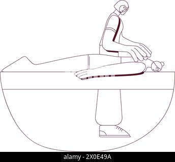 Massothérapie de point de déclenchement par thérapeute professionnel dans le spa. Tracé de contour. Illustration vectorielle isolée. Illustration de Vecteur