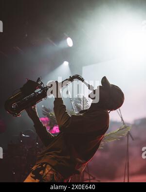 BARCELONE - 6 février : Masego (musicien jamaïcano-américain et saxophoniste) se produit sur scène au club Razzmatazz le 6 février 2024 à Barcelone, Spa Banque D'Images