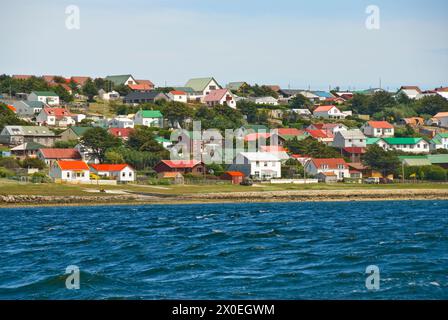 Maisons colorées, Stanley, (anciennement connu sous le nom de 'Port Stanley') sur l'île d'East Falkland, capitale des îles Falkland, un territoire britannique d'outre-mer Banque D'Images