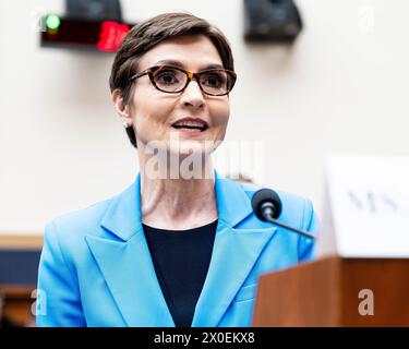 Washington, États-Unis. 11 avril 2024. Catherine Herridge, journaliste d'investigation, s'exprimant lors d'une audition de la Commission de la Chambre sur le sous-comité judiciaire sur la Constitution et le gouvernement limité au Capitole des États-Unis. Crédit : SOPA images Limited/Alamy Live News Banque D'Images