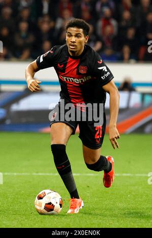 Leverkusen, Deutschland, UEFA Europa League, Bayer 04 Leverkusen : West Ham United FC 2-0 Viertelfinale, quarts de finale 11. 04. 2024 in der Bay Arena in Leverkusen amine ADLI (LEV) Foto : Norbert Schmidt, Duesseldorf Banque D'Images