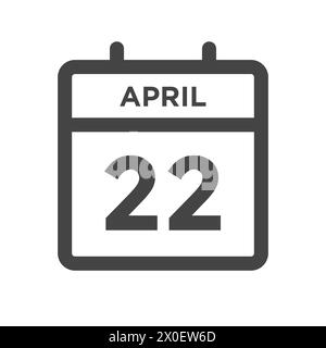 22 avril jour civil ou Date calendrier pour l'échéance ou le rendez-vous Illustration de Vecteur