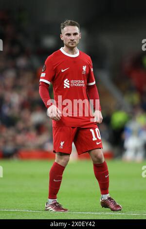 Liverpool, Royaume-Uni. 11 avril 2024. Liverpool, Angleterre, 11 avril 2024 : Alexis Mac Allister (10 Liverpool) en action lors du match de l'UEFA Europa League entre Liverpool et Atalanta à Anfield à Liverpool, Angleterre (Alexander Canillas/SPP) crédit : SPP Sport Press photo. /Alamy Live News Banque D'Images