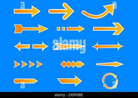 Gros ensemble de flèches. Différentes formes ou symbole de signe collection vectorielle flèche. Faisceau de flèches Illustration de Vecteur