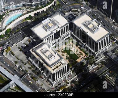 Vue aérienne des bâtiments de la place Emaar dans le centre-ville de Dubaï, Émirats arabes Unis. Banque D'Images