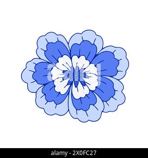 Fleur de style chinoiserie florale bleue monochrome isolée sur fond blanc Illustration de Vecteur