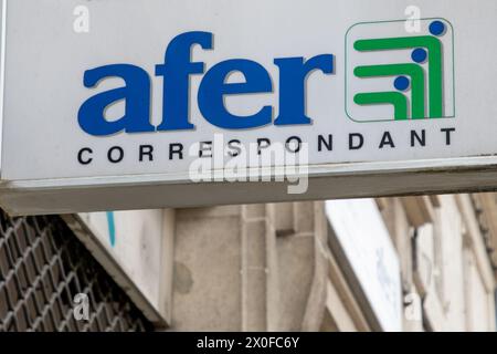 Angouleme , France - 04 08 2024 : afer correspondant logo texte et enseigne française entrée agence d'assurance Banque D'Images