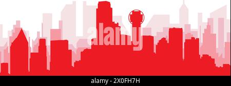 Affiche rouge panoramique de la ville de DALLAS, ÉTATS-UNIS Illustration de Vecteur