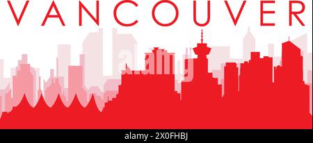 Affiche rouge panoramique de la ville de VANCOUVER, CANADA Illustration de Vecteur