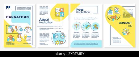 Modèle de brochure bleu et jaune Hackathon Illustration de Vecteur