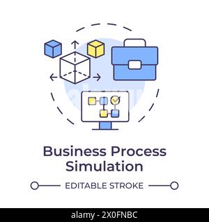 Icône de concept multicolore de simulation de processus métier Illustration de Vecteur