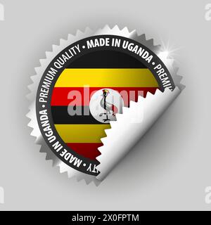 Fabriqué en Ouganda graphique et étiquette. Élément d'impact pour l'utilisation que vous voulez en faire. Illustration de Vecteur