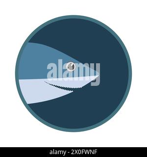 Le requin regarde par le hublot. Illustration vectorielle isolée sur fond blanc. Illustration de Vecteur