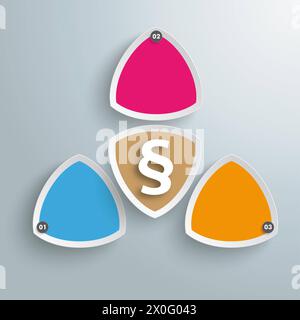 4 ronds triangles colorés Orange Infographic paragraphe Infographic conception avec paragraphe sur le fond gris. Banque D'Images