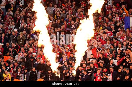 Birmingham, Royaume-Uni. 11 avril 2024. Les fans du LOSC Lille lors du match de l'UEFA Europa Conference League à Villa Park, Birmingham. Le crédit photo devrait se lire : Andrew Yates/Sportimage crédit : Sportimage Ltd/Alamy Live News Banque D'Images