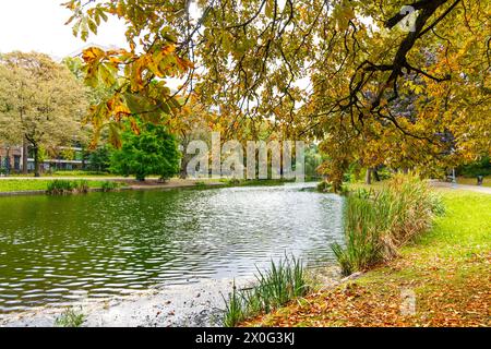 Lac en automne au Parc Léopold, Bruxelles, Belgique Banque D'Images