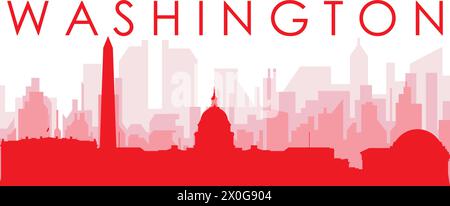 Affiche rouge panoramique de la ville de WASHINGTON, ÉTATS-UNIS Illustration de Vecteur