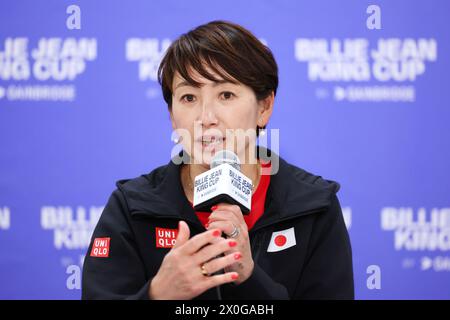 Ariake Coliseum, Tokyo, Japon. 12 avril 2024. Ai Sugiyama (JPN), 12 AVRIL 2024 - Tennis : match des qualifications de la Coupe Billie Jean King entre le Japon et le Kazakhstan Conférence de presse au Coliseum Ariake, Tokyo, Japon. Crédit : Yohei Osada/AFLO SPORT/Alamy Live News Banque D'Images