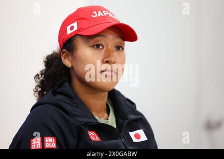 Ariake Coliseum, Tokyo, Japon. 12 avril 2024. Naomi Osaka (JPN), 12 AVRIL 2024 - Tennis : match des qualifications de la Coupe Billie Jean King entre le Japon et le Kazakhstan Conférence de presse au Coliseum Ariake, Tokyo, Japon. Crédit : Yohei Osada/AFLO SPORT/Alamy Live News Banque D'Images