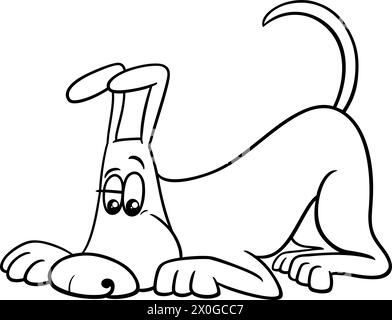 Illustration de dessin animé drôle reniflant le personnage animal comique de chien brun Illustration de Vecteur