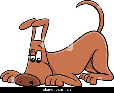 Illustration de dessin animé drôle reniflant le personnage animal comique de chien brun Illustration de Vecteur