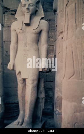 Statue de Ramses II dans la première cour du temple d'Amon Mut Chon. [traduction automatique] Banque D'Images