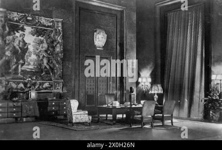 L'image montre l'étude d'Adolf Hitler à la Chancellerie du Reich à Berlin (image non datée). Banque D'Images