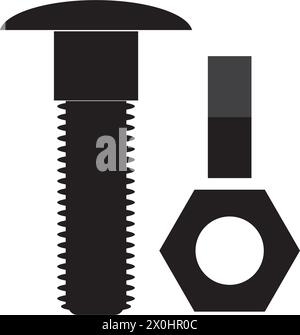 icône de boulon et d'écrou pour l'ingénierie et la construction conception simple Illustration de Vecteur