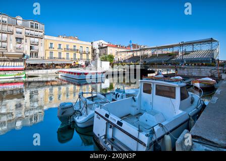 Fête de la Saint -Pierre, port, promenade, bateaux, canal du midi, été, idylle, Sète, Hérault, France, Europe, Banque D'Images