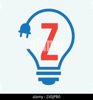 Logo d'ampoule sur la lettre Z concept pour symbole électrique. Panneau d'électricité Illustration de Vecteur