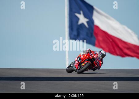 Les Amériques. 12 avril 2024. Enea Bastianini (23 ans) avec Ducati Lenovo Team en pratique libre 1 au Red Bull Grand Prix des Amériques, circuit des Amériques. Austin, Texas. Mario Cantu/CSM(image crédit : © Mario Cantu/Cal Sport Media). Crédit : csm/Alamy Live News Banque D'Images