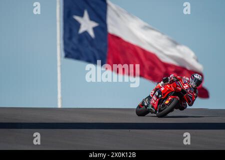 Les Amériques. 12 avril 2024. Enea Bastianini (23 ans) avec Ducati Lenovo Team en pratique libre 1 au Red Bull Grand Prix des Amériques, circuit des Amériques. Austin, Texas. Mario Cantu/CSM(image crédit : © Mario Cantu/Cal Sport Media). Crédit : csm/Alamy Live News Banque D'Images