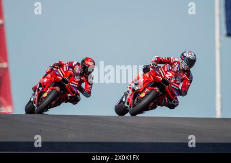 Les Amériques. 12 avril 2024. Enea Bastianini (23 ans) avec Ducati Lenovo Team en pratique libre 1 au Red Bull Grand Prix des Amériques, circuit des Amériques. Austin, Texas. Mario Cantu/CSM/Alamy Live News Banque D'Images