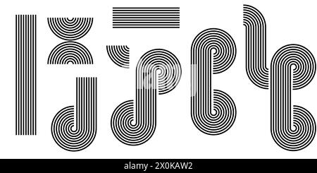 Ensemble d'arche zen, différents éléments de ligne de forme Illustration de Vecteur