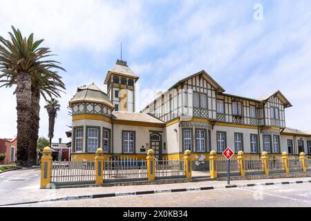 Maisons de l'époque coloniale allemande à Swakobmund, Namibie Banque D'Images