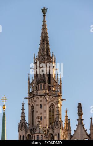 Munich, centre-ville, hôtel de ville, détail Banque D'Images